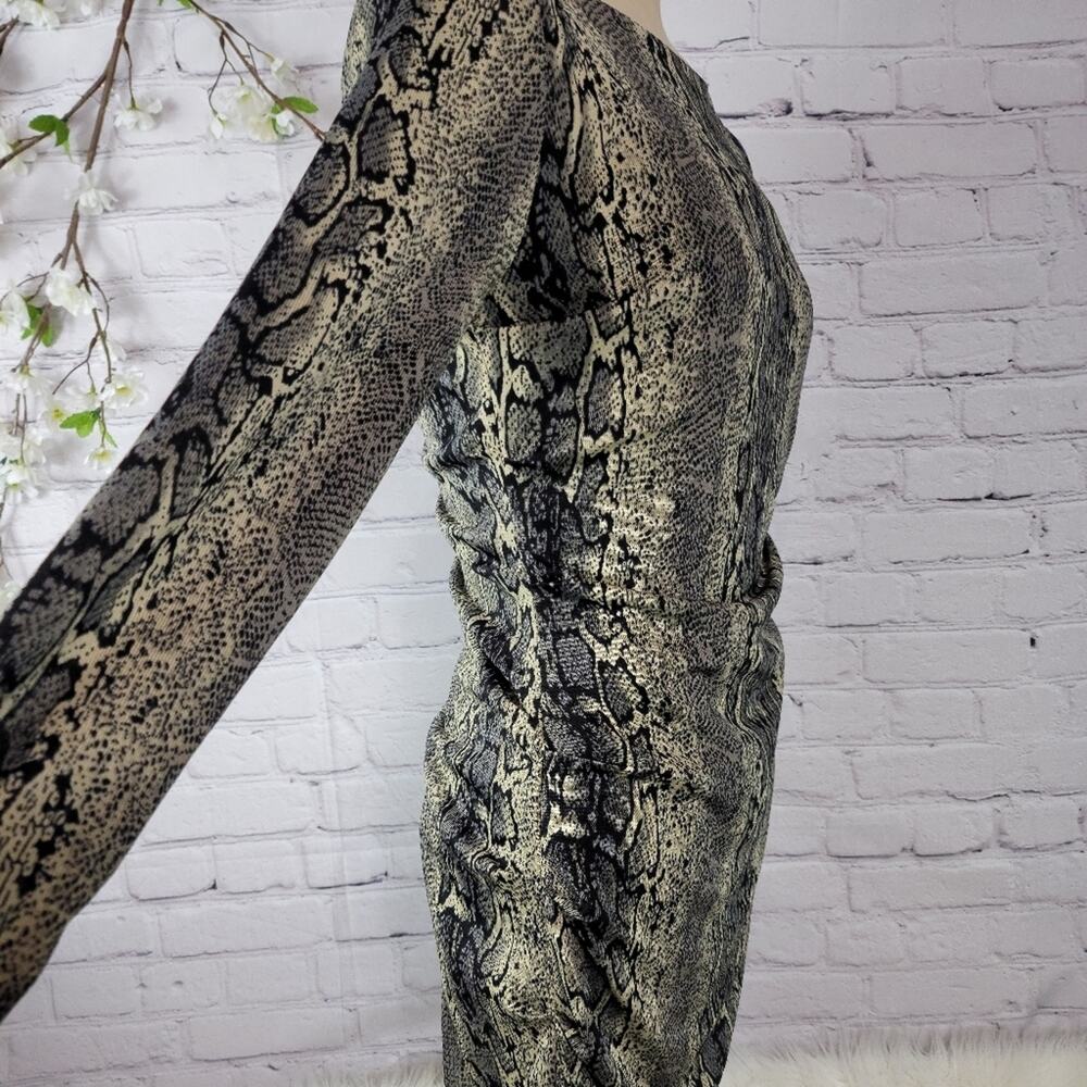 PHILOSOPHY Republic Snakeskin Print Bodycon Dress Ruched Side Back Night Out - Picture 11 of 16